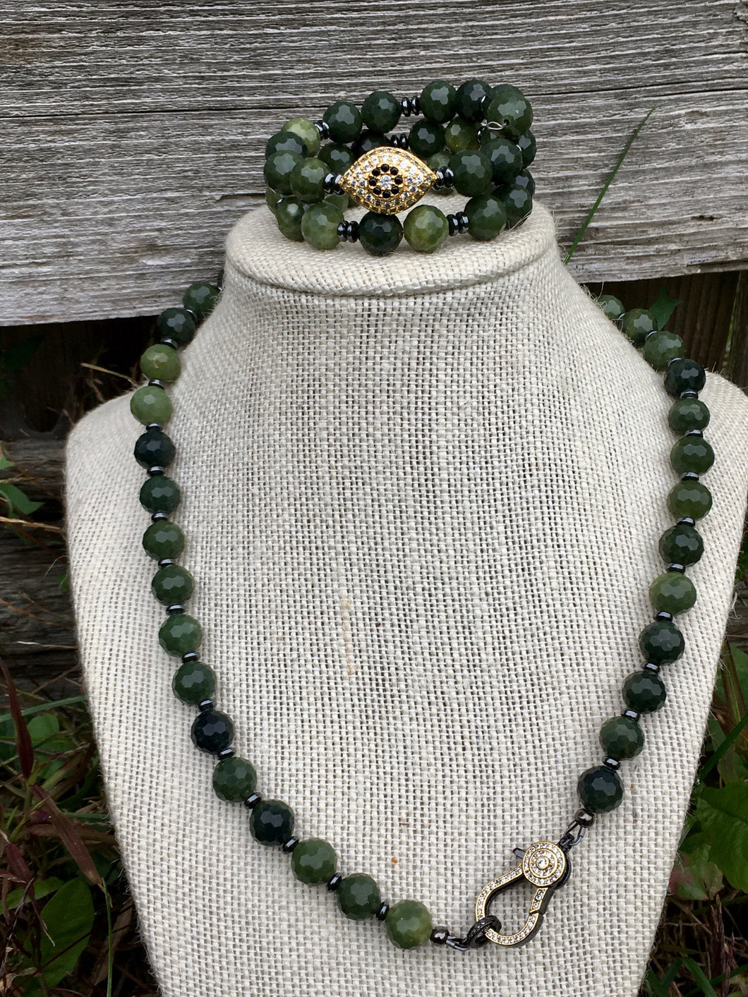 Olive Jade Necklace Set