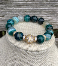 Load image into Gallery viewer, Green Striped Agate Bracelet Stack
