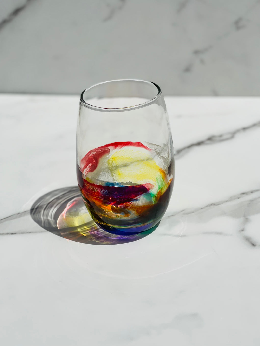 Rainbow Resin Wine Glass